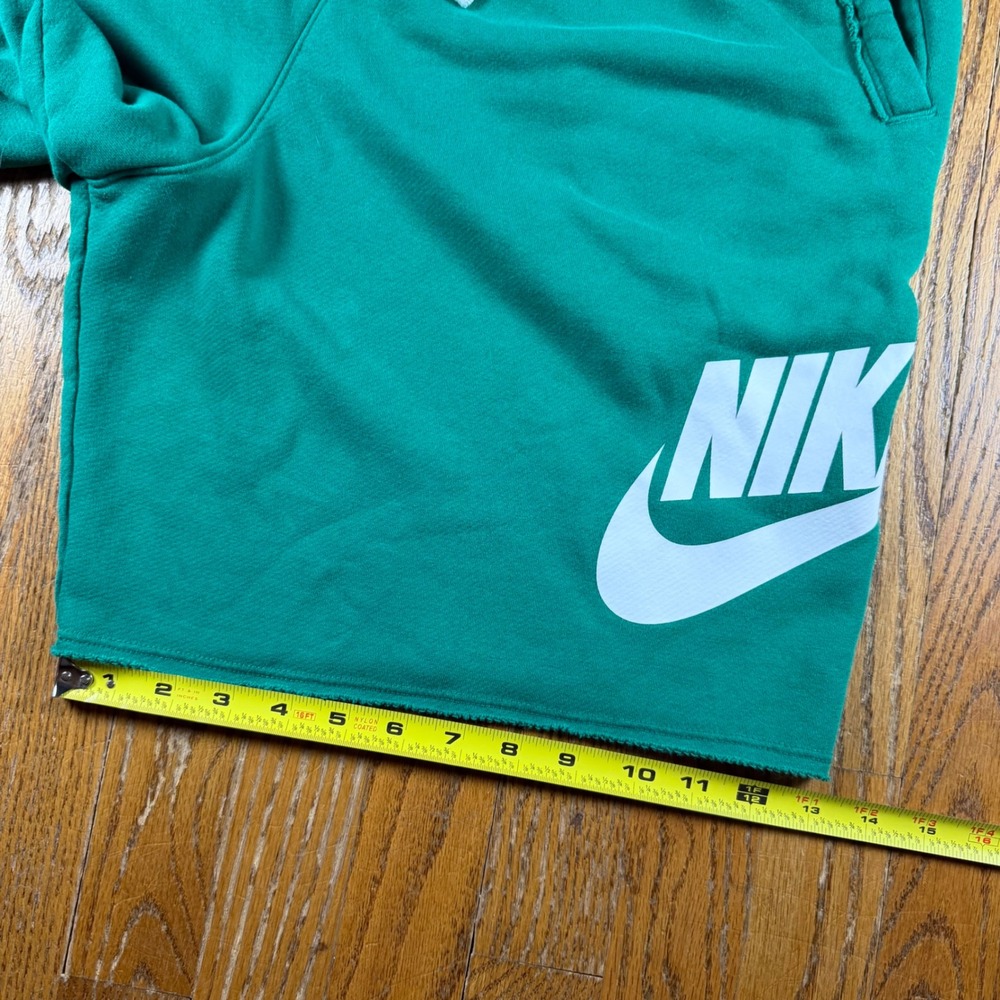 Nike Sportswear French Terry Shorts Green Futura Logo Raw Hem DX0502-365 Mens XL - Picture 6 of 11